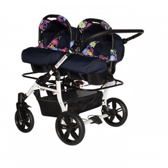 Carucior gemeni PJ Stroller 3 in 1 Multicolor
