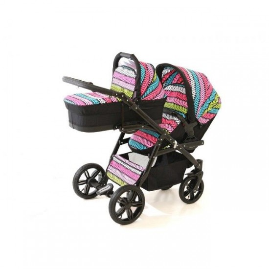 Carucior gemeni PJ Stroller Lux 2 in 1 Multicolor