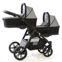 Carucior gemeni PJ Stroller Lux 3 in 1 Grey
