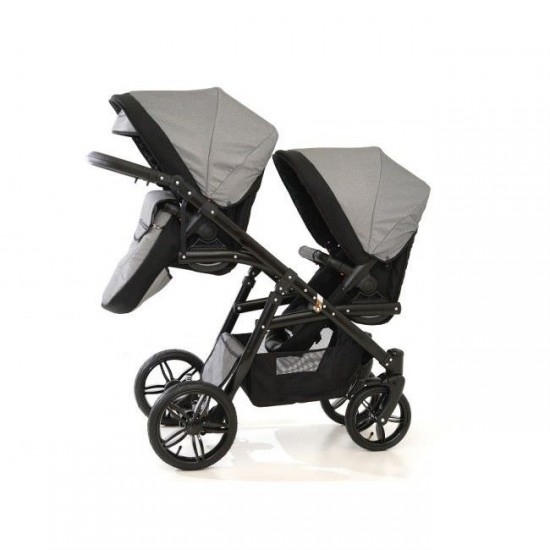 Carucior gemeni PJ Stroller Lux 3 in 1 Grey