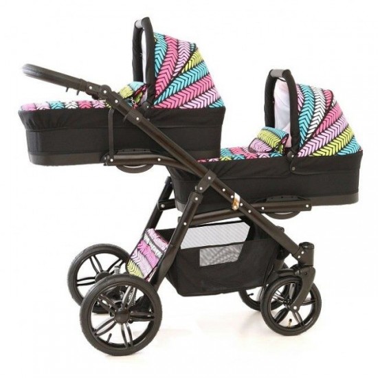 Carucior gemeni PJ Stroller Lux 3 in 1 Multicolor