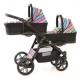 Carucior gemeni PJ Stroller Lux 3 in 1 Multicolor