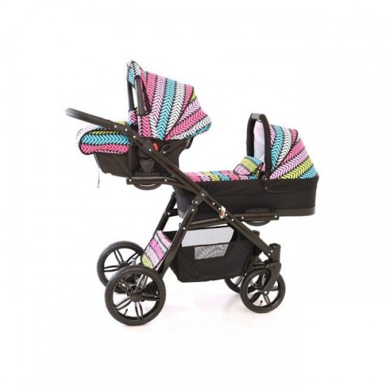 Carucior gemeni PJ Stroller Lux 3 in 1 Multicolor