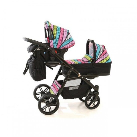 Carucior gemeni PJ Stroller Lux 3 in 1 Multicolor