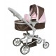 Carucior pentru papusi cu maner reversibil Boonk Brown Flower