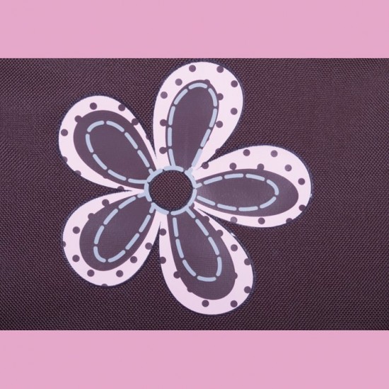 Carucior pentru papusi cu maner reversibil Boonk Brown Flower