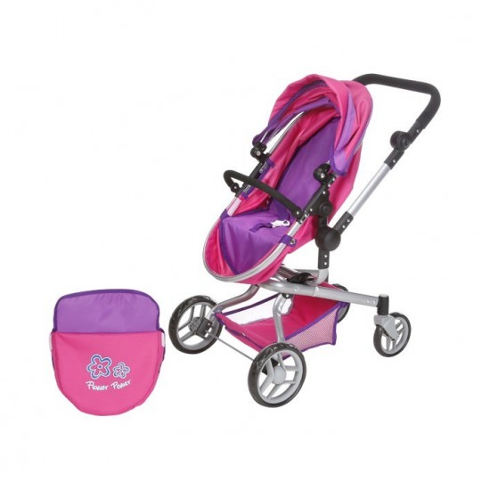 Carucior pentru papusi cu maner reversibil Boonk Flower Power