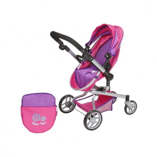 Carucior pentru papusi cu maner reversibil Boonk Flower Power
