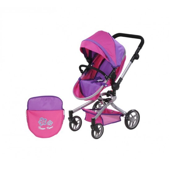 Carucior pentru papusi cu maner reversibil Boonk Flower Power