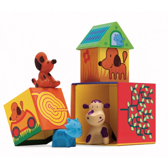 Cuburi de construit cu animale Cubanimo Djeco