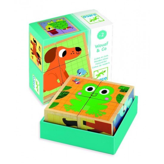 Cuburi din lemn Animale Djeco