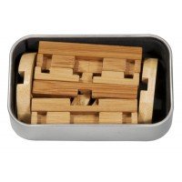 Joc logic IQ din lemn bambus in cutie metalica - 1