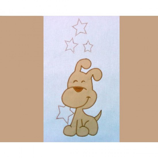 Lenjerie patut cu broderie Hubners Catelusul Vesel 4 piese Crem