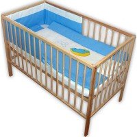 Lenjerie patut cu broderie Hubners Teddy Noapte Buna 4 piese Albastru