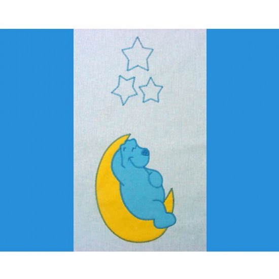 Lenjerie patut cu broderie Hubners Teddy Noapte Buna 4 piese Albastru