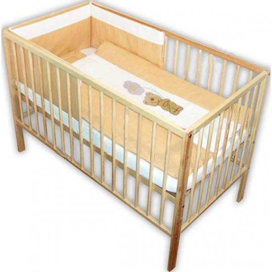 Lenjerie patut cu broderie Hubners Ursuletul Florar 4 piese Crem