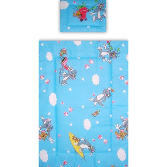 Lenjerie patut Hubners Pisica si Soricel 4 piese Albastru