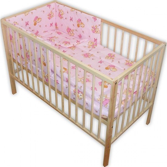 Lenjerie patut Hubners Ursulet cu albinute 4 piese Roz