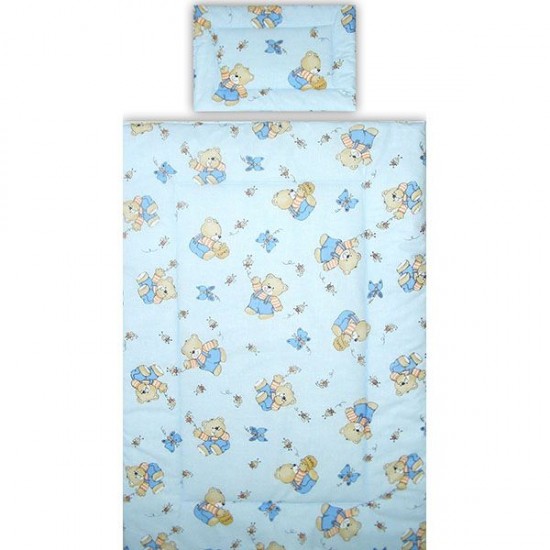 Lenjerie patut Hubners Ursulet cu Albinute 5 piese Albastru