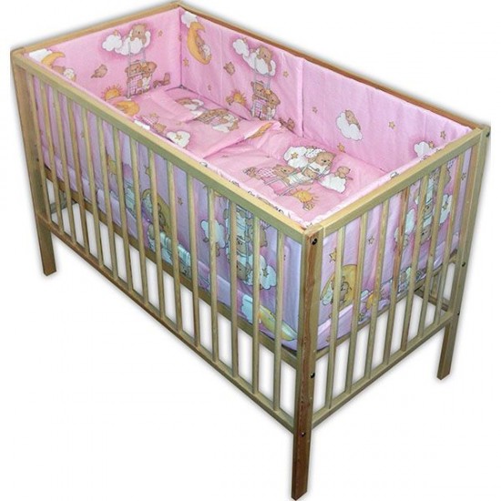 Lenjerie patut Hubners Ursulet Somn Usor 5 piese Roz