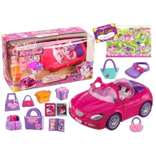Figurina pisicuta cu masinuta decapotabila Kitty Club