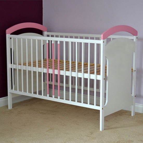 Patut copii din lemn Hubners Anita 120x60 cm Alb-Roz