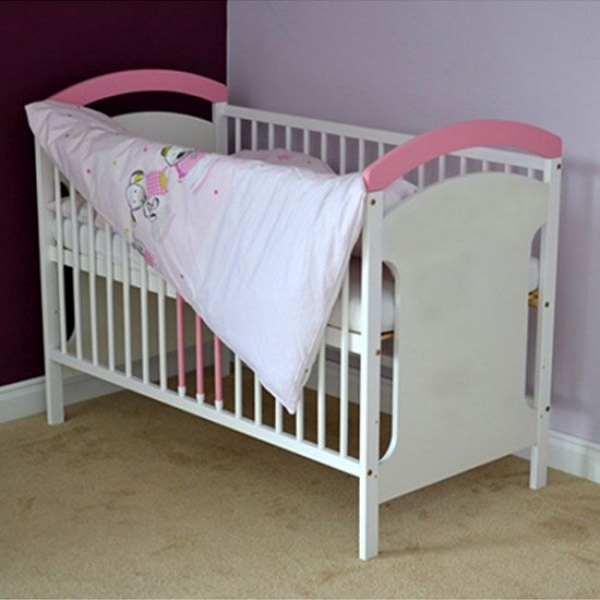 Patut copii din lemn Hubners Anita 120x60 cm Alb-Roz