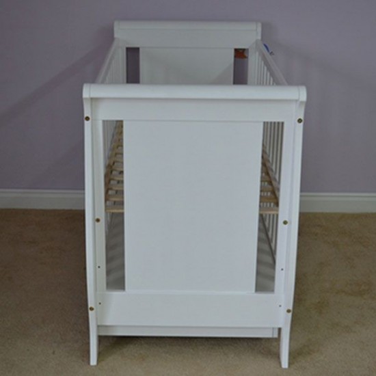 Patut copii din lemn Hubners Mira 120x60 cm alb cu sertar