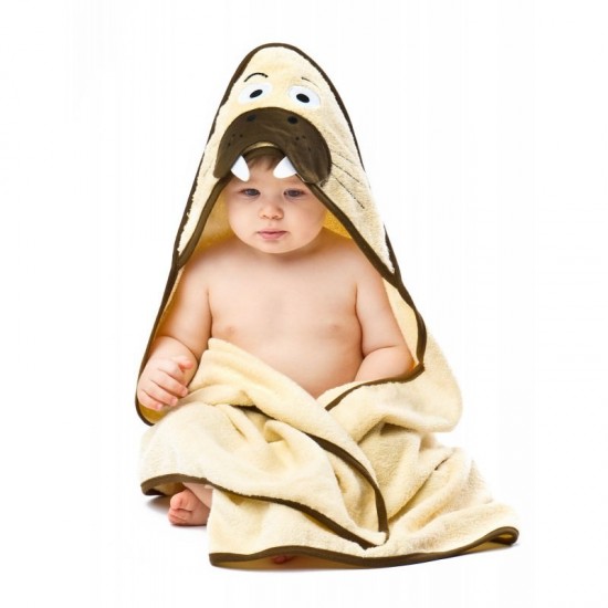 Prosop cu gluga brodata Water Friends 100x100 cm Beige