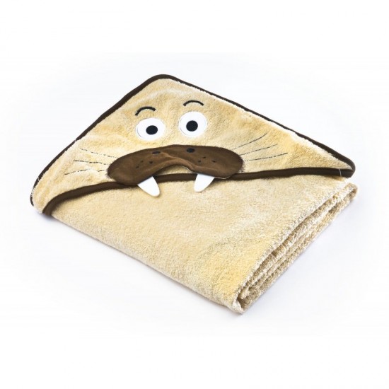 Prosop cu gluga brodata Water Friends 100x100 cm Beige