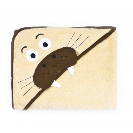 Prosop cu gluga brodata Water Friends 100x100 cm Beige