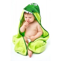 Prosop cu gluga brodata Water Friends 100x100 cm Green