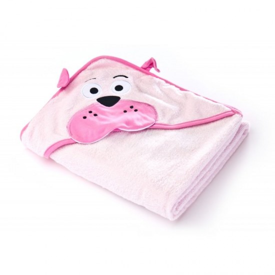 Prosop cu gluga brodata Water Friends 100x100 cm Pink