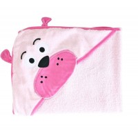 Prosop cu gluga brodata Water Friends 100x100 cm Pink