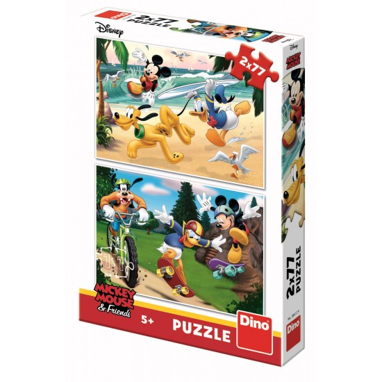 Puzzle 2 in 1 - Mickey campionul (77 piese)