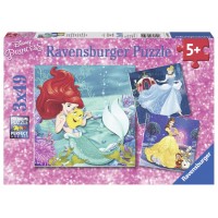 PUZZLE AVENTURA PRINTESELOR DISNEY, 3x49 PIESE