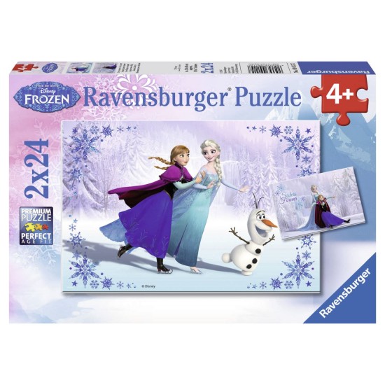 Puzzle Frozen surori pentru totdeauna, 2x24 piese
