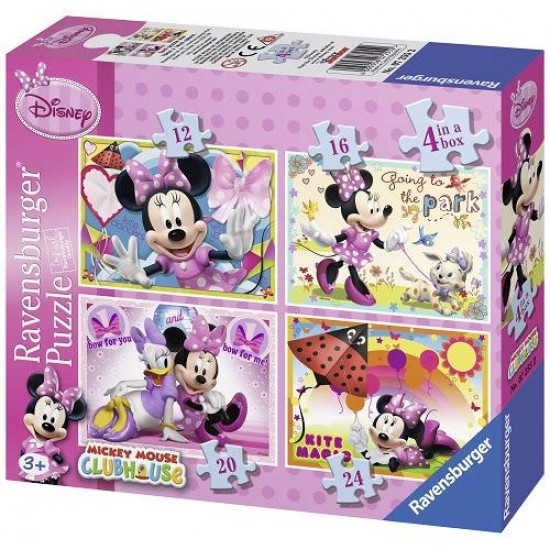 PUZZLE MINNIE MOUSE, 4 BUC IN CUTIE, 12/16/20/24 PIESE