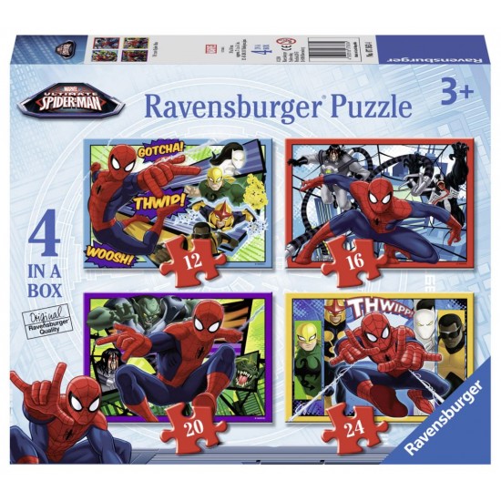 PUZZLE SPIDERMAN, 4 BUC IN CUTIE, 12/16/20/24 PIESE