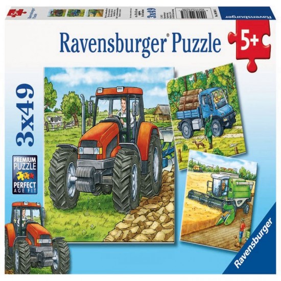 PUZZLE UTILAJE AGRICOLE, 3x49 PIESE