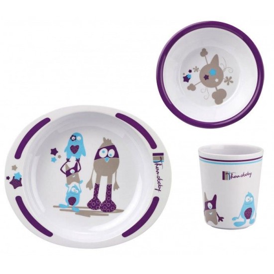Set pentru masa din melamina Little Monster - Thermobaby