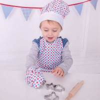 Set sortulet si accesorii alb cu buline