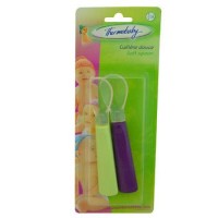 Set 2 lingurite cu varf din silicon verde/mov - Thermobaby